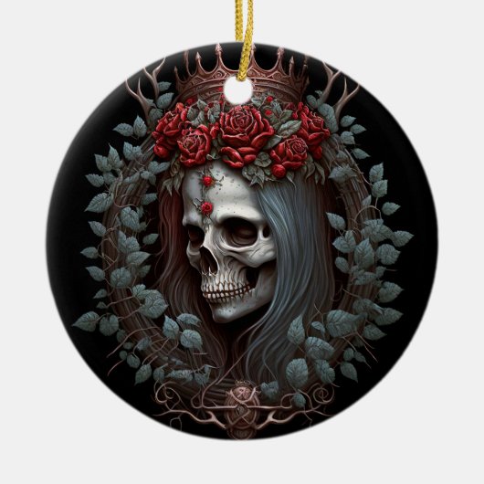 Gothic Rozen Kroongothiek Keramisch Ornament (Voorkant)