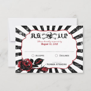 Gothic Rozen Schedel Grunge Pirate Bruiloft RSVP K Kaartje