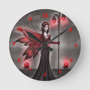 Gothic Ruby Fantasy Feeërie Kunstklok Ronde Klok