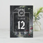 Gothic Ruins Floral Monogram Table Number Kaart (Staand voorkant)