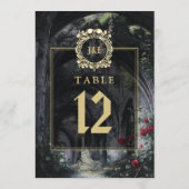 Gothic Ruins Floral Monogram Table Number Kaart (Achterkant)