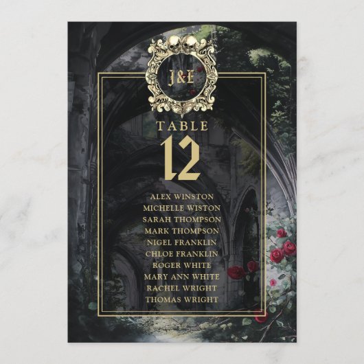 Gothic Ruins Floral Table Number Seating Chart Kaart (Voorkant)