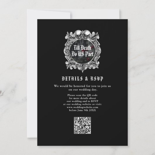 Gothic Ruins Monogram All In One QR Code Wedding Kaart (Achterkant)