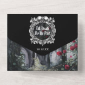 Gothic Ruins Monogram QR Code Wedding All In One Uitnodiging (Achterkant)