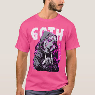Gothic Sad Girl Anime Japanese Cybergoth Vaporwave T-shirt