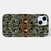 Gothic Sage Green Ornaming with Skull Case-Mate iPhone Case (Achterkant (horizontaal))