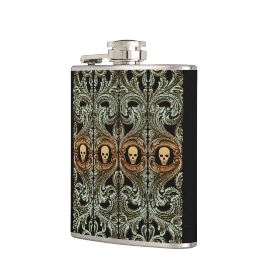 Gothic Sage Green Ornaming with Skull Heupfles (Links)