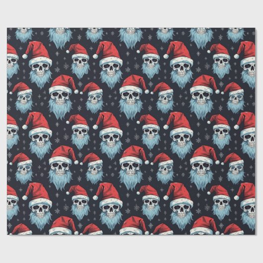 Gothic Santa Hoed Baard Schedel Kerstpatroon Cadeaupapier (Vlak)