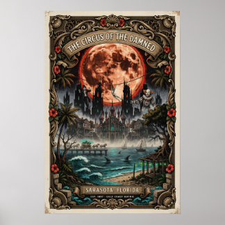 Gothic Sarasota, FL Kunst | Vintage Horror Reizen Poster