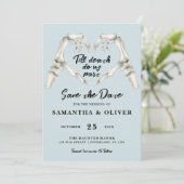 Gothic Save the Date Dusty Blue Wedding Heart (Staand voorkant)