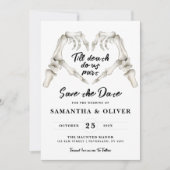 Gothic Save The Date Minimaal Huwelijk SkeletHart (Voorkant)