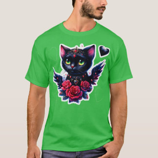 Gothic schattig kat gothic Valentijnsdag Sticker T T-shirt