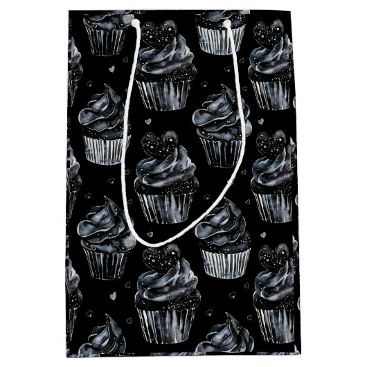 Gothic Schattige Haunted Cupcakes met harten Medium Cadeauzakje (Voorkant)