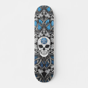 Gothic schedel - blauw skateboard