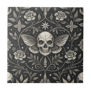 Gothic Schedel Bloemmotief Hemels Patroon (1) Tegeltje