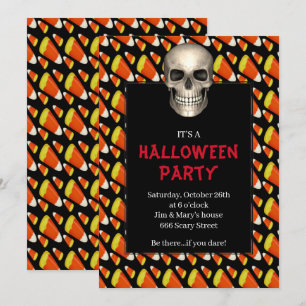 Gothic Schedel Candy Corn Halloween Feest Kaart