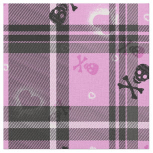 Gothic Schedel en Plaid Stof