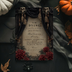 Gothic Schedel en Rozen Halloween Feest Kaart