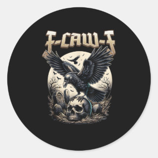Gothic Schedel F Caw F Kraai Humor Grafisch Ronde Sticker