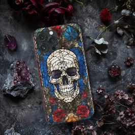 Gothic Schedel Glas-in-loodraam Ontwerp iPhone 13 Pro Max Hoesje