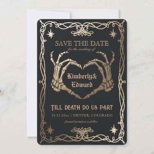 Gothic Schedel Heilige Terugkerende Retro Bewaar d Save The Date (Voorkant)