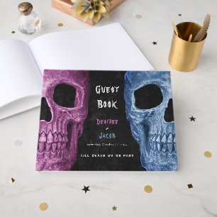Gothic Schedel Hoofd Roze Blauw Zwart Hallowedding Gastenboek