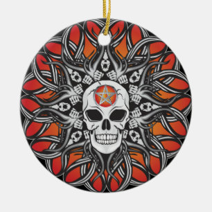 Gothic schedel - Sinaasappel Keramisch Ornament