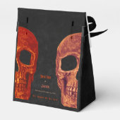 Gothic schedel Sinaasappel zwart Halloween Dank u Bedankdoosjes (Achterkant)