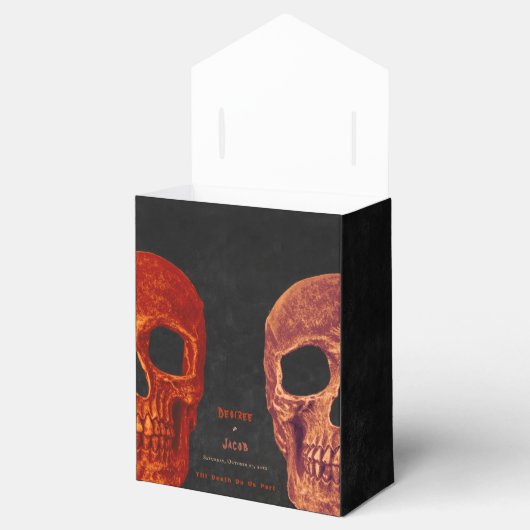 Gothic schedel Sinaasappel zwart Halloween Dank u Bedankdoosjes (Geopend)