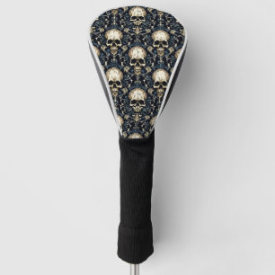 Gothic schedels en blauwe bloemen golfheadcover