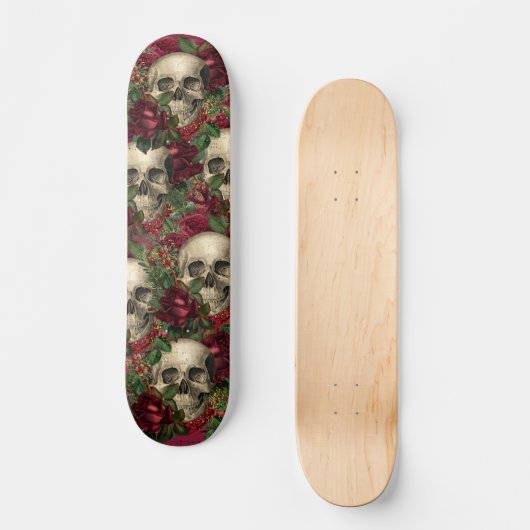 Gothic Schedels en Rozen Skateboard (Voorkant)
