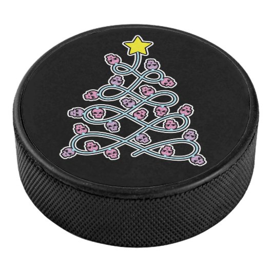 Gothic schedels Kerstboom Hockey Puck (3/4)