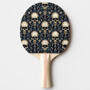 Gothic Schedels met Blauwe Bloemen Tafeltennisbatje