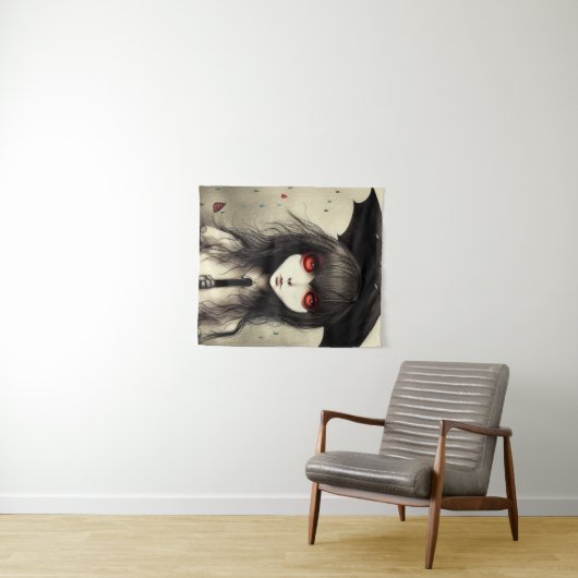 Gothic School Girl Hanging Tapestry Wandkleed (In Situ (horizontaal))