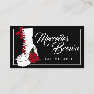 Gothic Script Boot Black Tattoo Artist Visitekaartje