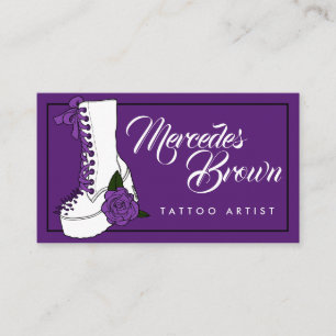 Gothic Script Boot Paarse Tattoo Artiest Visitekaartje