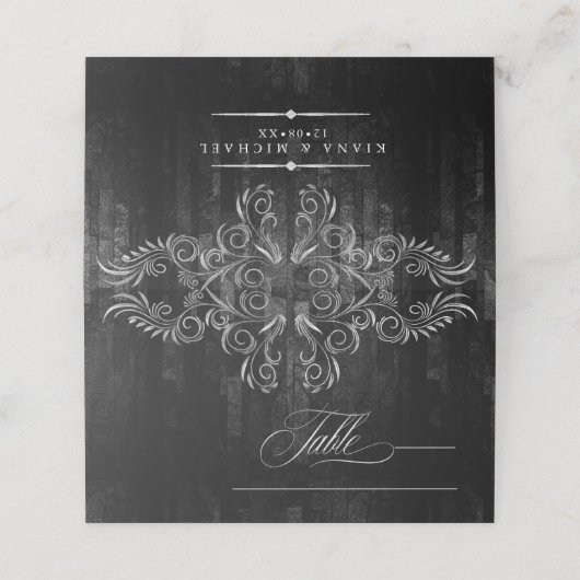 Gothic Scrollwork Wedding Table Burgundy ID866 (Buitenkant ongevouwen)