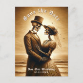 Gothic Sepia Skeleton Couple Wedding Save the Date Aankondigingskaart (Voorkant)