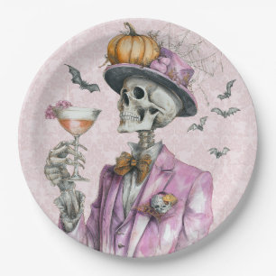 Gothic Skelet Cocktailparty Halloween Papieren Bordje
