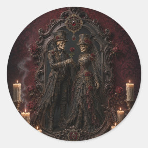 Gothic Skelet Koppel Halloween Ronde Sticker