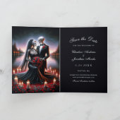 Gothic Skelet Koppel Navy Save the Date Aankondiging (Binnen)