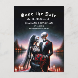 Gothic Skelet Koppel Navy Save the Date Aankondigingskaart