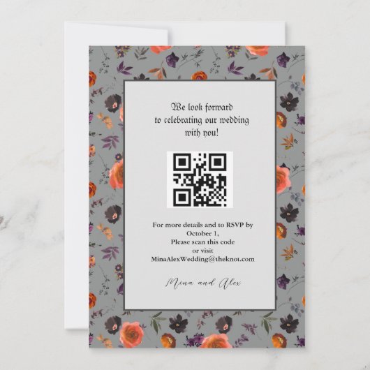 Gothic Skelet Paar QRC Bruiloft Uitnodigen (Achterkant)