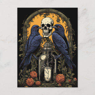 Gothic Skelet Schedel Raven Poison Halloween Briefkaart