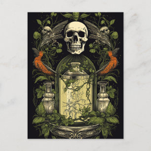 Gothic Skelet Schedel Raven Poison Halloween Briefkaart
