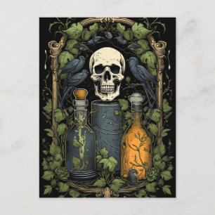 Gothic Skelet Schedel Raven Poison Halloween Briefkaart