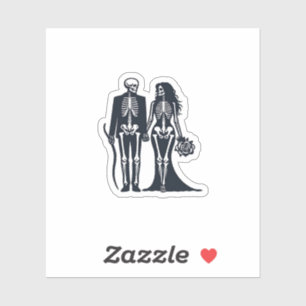 Gothic Skeleton Bride & Groom - Till Death Do Us P Sticker