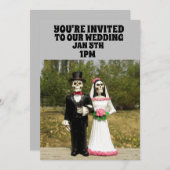 GOTHIC SKELETON COUPLE MARIAGE INVITATIONS PERSONN (Devant / Derrière)