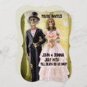 GOTHIC SKELETON COUPLE MARIAGE INVITATIONS PERSONN (Devant / Derrière)