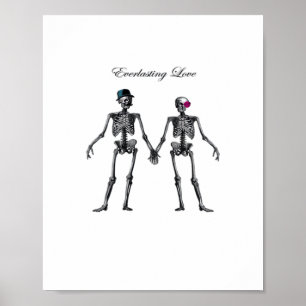 Gothic Skeleton Couple (Old Pink) Klassiek Poster